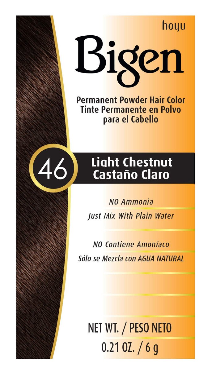 Bigen #46 Light Chestnut Permanent Powder Hair Color - 6 Pack Avelisse