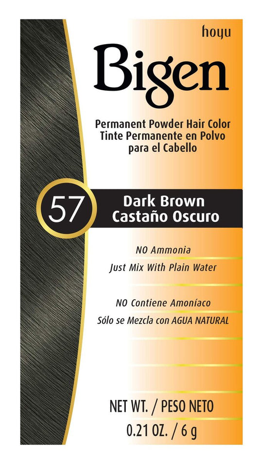 #57 Dark Brown Bigen Permanent Powder Hair Color - 6 Pack Avelisse