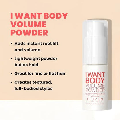 ELEVEN AUSTRALIA I Want Body Volume Texture Powder - Volumizing & Texturizing Hair Styling Product for Men & Women, Adds Lift & Texture, Matte Finish, 0.3 oz Avelisse