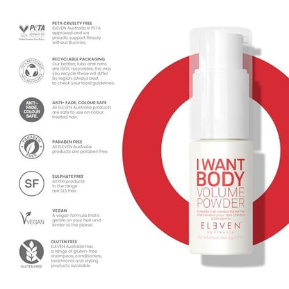 ELEVEN AUSTRALIA I Want Body Volume Texture Powder - Volumizing & Texturizing Hair Styling Product for Men & Women, Adds Lift & Texture, Matte Finish, 0.3 oz Avelisse