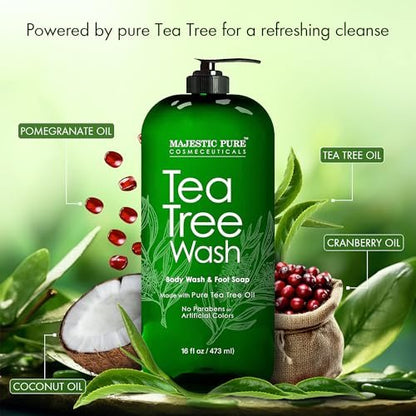 Majestic Pure Tea Tree Body Wash – Soothes Dry, Flaky Skin & Nourishes Irritated Areas – 16 fl oz Avelisse
