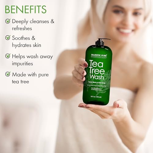 Majestic Pure Tea Tree Body Wash – Soothes Dry, Flaky Skin & Nourishes Irritated Areas – 16 fl oz Avelisse