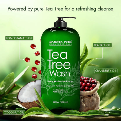 Majestic Pure Tea Tree Body Wash – Soothes Dry, Flaky Skin & Nourishes Irritated Areas – 16 fl oz Avelisse