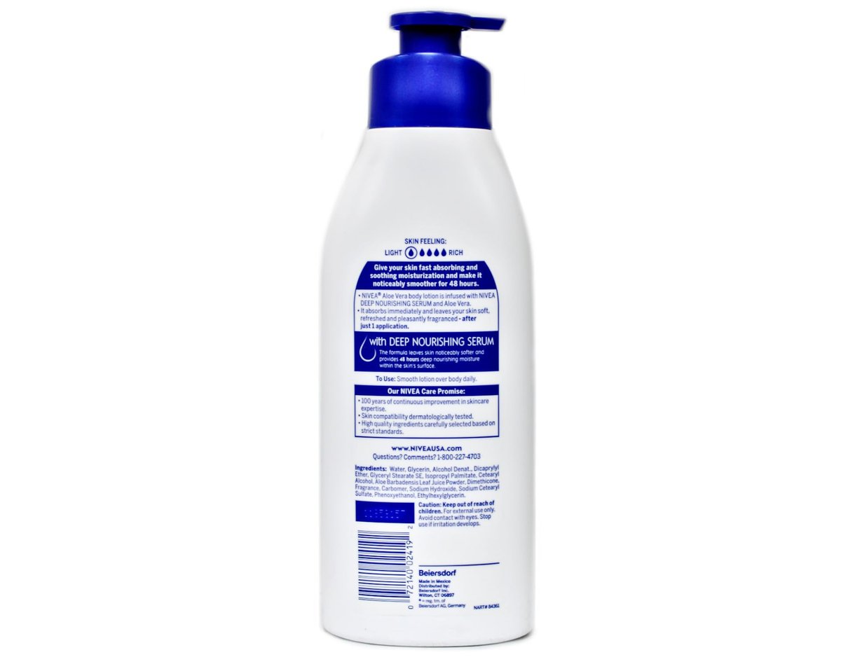 NIVEA Aloe Vera 48 Hour Moisture Body Lotion, Pump, 16.9 oz Avelisse