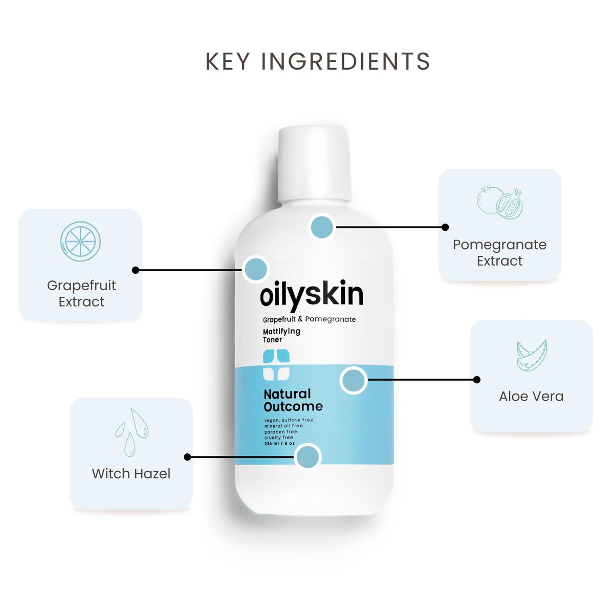 Natural Outcome Oily Skin Face Toner | Purifying Astringent Facial Toner | Naturally Keeps Skin Matte & Shine Free | Minimizes Appearance of Pores While Keeping Skin Hydrated with Aloe Vera | 8 oz Avelisse