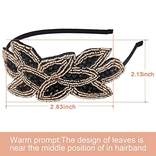 Tatuo 3 Piece 1920s Flapper Headband Set – Vintage Rhinestone Beaded Leaf Hair Accessories for Women - görsel 4