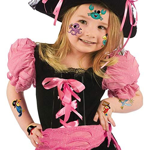 96-Piece Pirate Temporary Tattoos for Kids - Konsait Neverland Pirate Themed Body Stickers for Birthday Party Favors & Supplies - görsel 6