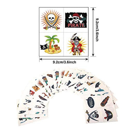 96-Piece Pirate Temporary Tattoos for Kids - Konsait Neverland Pirate Themed Body Stickers for Birthday Party Favors & Supplies