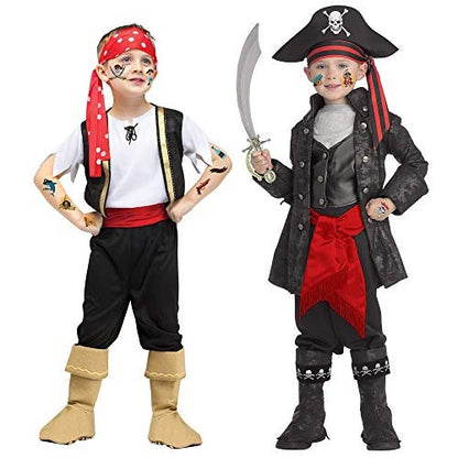96-Piece Pirate Temporary Tattoos for Kids - Konsait Neverland Pirate Themed Body Stickers for Birthday Party Favors & Supplies