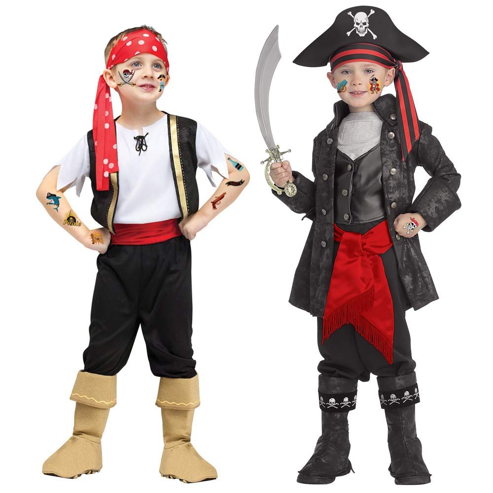 96-Piece Pirate Temporary Tattoos for Kids - Konsait Neverland Pirate Themed Body Stickers for Birthday Party Favors & Supplies - görsel 7