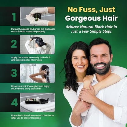 BIOGREEN ROOTS Ammonia-Free & Paraben Free Herbal Hair Shampoo - Natural Black Hair Dye Shampoo for Women & Men - 200 ml Avelisse