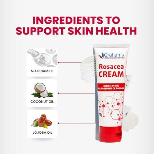 Grahams Natural Rosacea Treatment for Face Redness – Clinically Proven Anti Redness Moisturizer, Soothes & Reduces Flare Ups, Hypoallergenic & Steroid-Free (2.64 oz) Avelisse