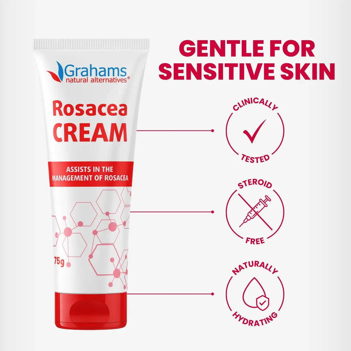 Grahams Natural Rosacea Treatment for Face Redness – Clinically Proven Anti Redness Moisturizer, Soothes & Reduces Flare Ups, Hypoallergenic & Steroid-Free (2.64 oz) Avelisse