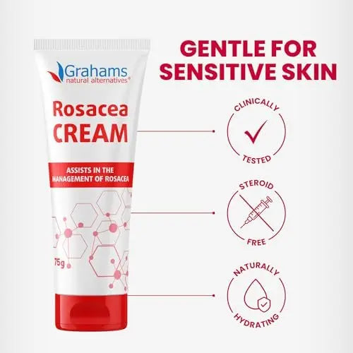 Grahams Natural Rosacea Treatment for Face Redness – Clinically Proven Anti Redness Moisturizer, Soothes & Reduces Flare Ups, Hypoallergenic & Steroid-Free (2.64 oz) Avelisse