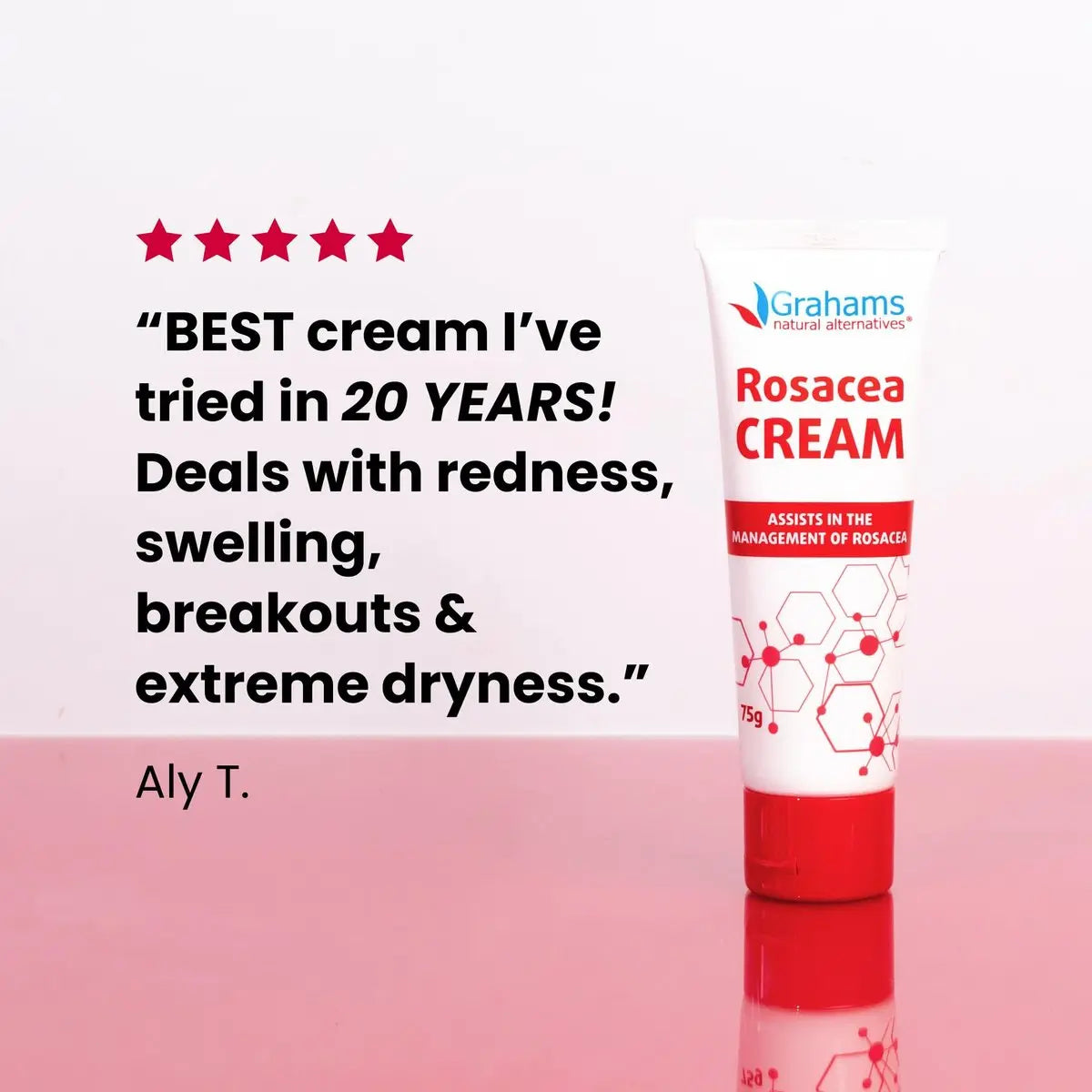 Grahams Natural Rosacea Treatment for Face Redness – Clinically Proven Anti Redness Moisturizer, Soothes & Reduces Flare Ups, Hypoallergenic & Steroid-Free (2.64 oz) Avelisse