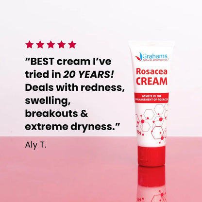 Grahams Natural Rosacea Treatment for Face Redness – Clinically Proven Anti Redness Moisturizer, Soothes & Reduces Flare Ups, Hypoallergenic & Steroid-Free (2.64 oz) Avelisse