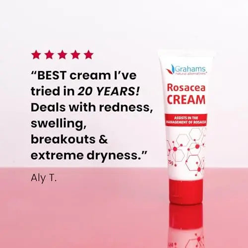 Grahams Natural Rosacea Treatment for Face Redness – Clinically Proven Anti Redness Moisturizer, Soothes & Reduces Flare Ups, Hypoallergenic & Steroid-Free (2.64 oz) Avelisse