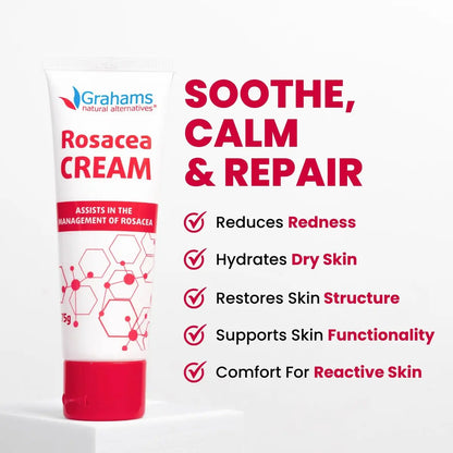 Grahams Natural Rosacea Treatment for Face Redness – Clinically Proven Anti Redness Moisturizer, Soothes & Reduces Flare Ups, Hypoallergenic & Steroid-Free (2.64 oz) Avelisse