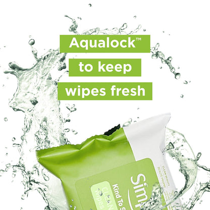 Simple Kind to Skin Facial Wipes – Gentle & Effective Makeup Remover Cleansing Wipes, 25 Count