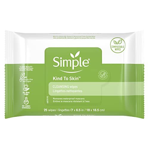 Simple Kind to Skin Facial Wipes – Gentle & Effective Makeup Remover Cleansing Wipes, 25 Count - görsel 1