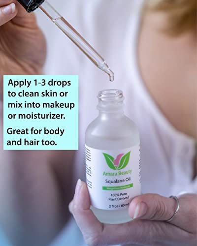 100% Pure Plant Derived Squalane Oil Moisturizer - Face, Body, Skin & Hair Oil - 2 Fl Oz by Amara Beauty Avelisse
