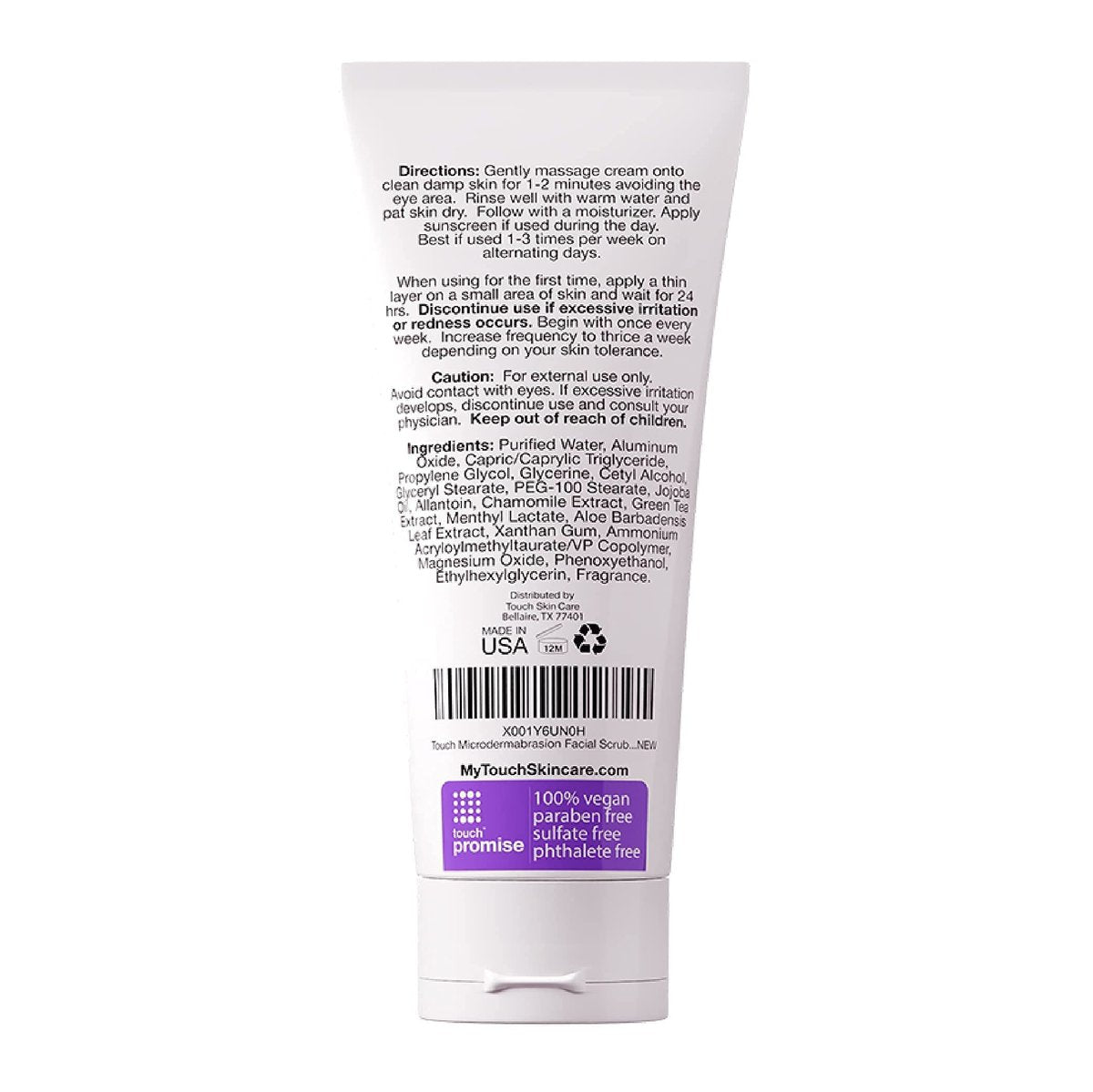 TOUCH Microdermabrasion Facial Scrub & Face Exfoliator – Dermatologist Grade Crystals for Anti-Aging, Wrinkles, Dullness & Pores – Large 4 oz Avelisse