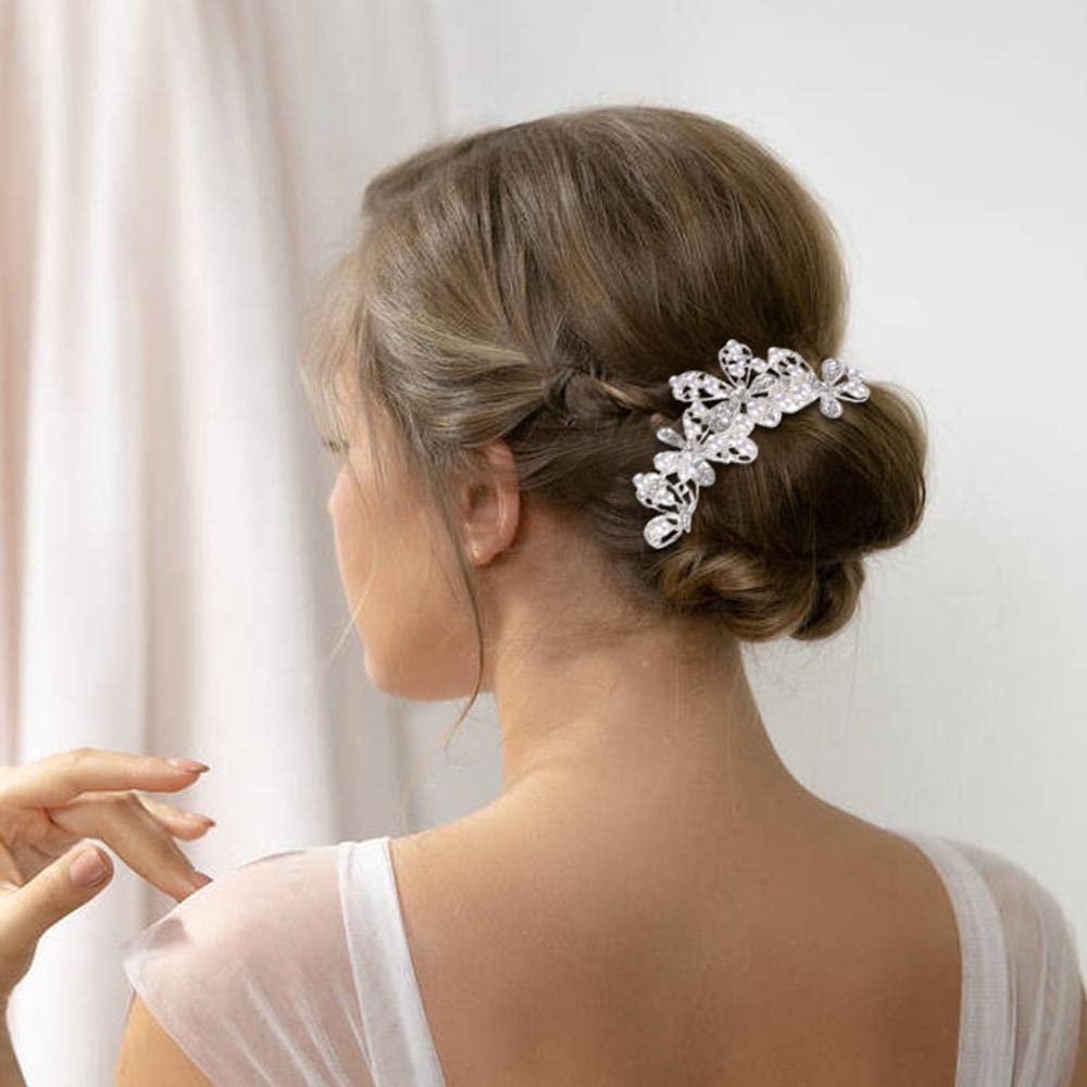32 Pack Silver Wedding Hair Combs and Bridal Hair Pins Set with Rhinestones & Pearls - inSowni Avelisse