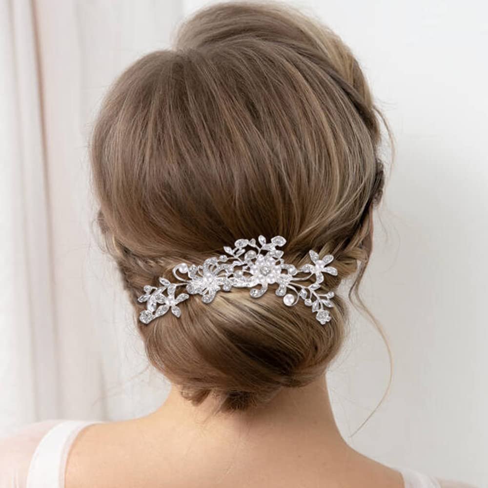 32 Pack Silver Wedding Hair Combs and Bridal Hair Pins Set with Rhinestones & Pearls - inSowni Avelisse