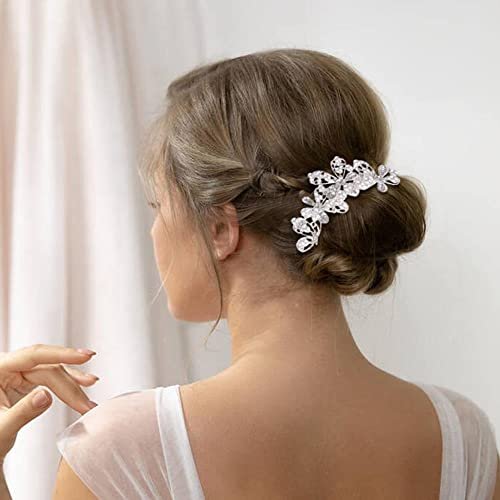 32 Pack Silver Wedding Hair Combs and Bridal Hair Pins Set with Rhinestones & Pearls - inSowni Avelisse
