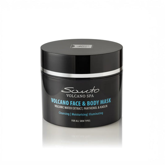 Santo Volcano Face & Body Mask 200ml – Detoxifying Clay Mask with Volcanic Water, Olive & Almond Oil for Hydrating, Toning & Skin Tightening
