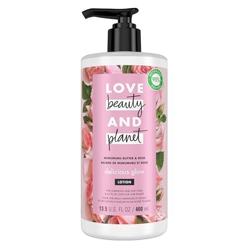 Love Beauty and Planet Delicious Glow Body Lotion Murumuru Butter & Rose for Soft, Glowing Skin, 13.5 oz Avelisse
