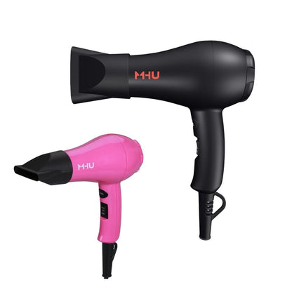 Travel Mini Hair Dryer - Ceramic Ionic 1000 Watts, Lightweight Blow Dryer for RV with 2 Speeds and Concentrator, Black Avelisse