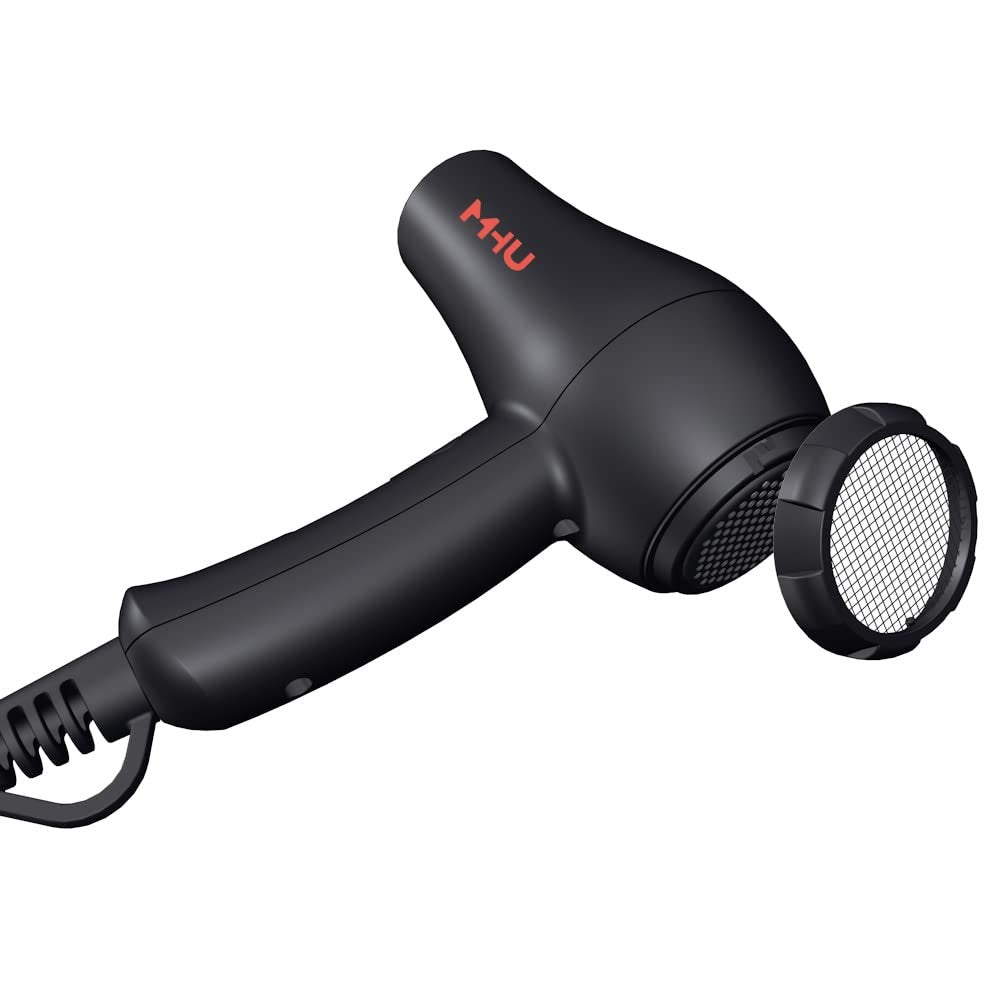 Travel Mini Hair Dryer - Ceramic Ionic 1000 Watts, Lightweight Blow Dryer for RV with 2 Speeds and Concentrator, Black Avelisse