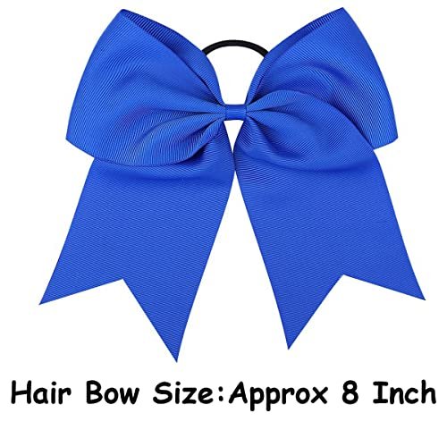 WillingTee 20-Pack 8-Inch Large Cheer Bows for Girls – Grosgrain Ribbon Ponytail Holders, Elastic Hair Ties for Cheerleaders, School, and Daily Wear Avelisse