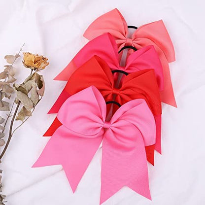 WillingTee 20-Pack 8-Inch Large Cheer Bows for Girls – Grosgrain Ribbon Ponytail Holders, Elastic Hair Ties for Cheerleaders, School, and Daily Wear Avelisse