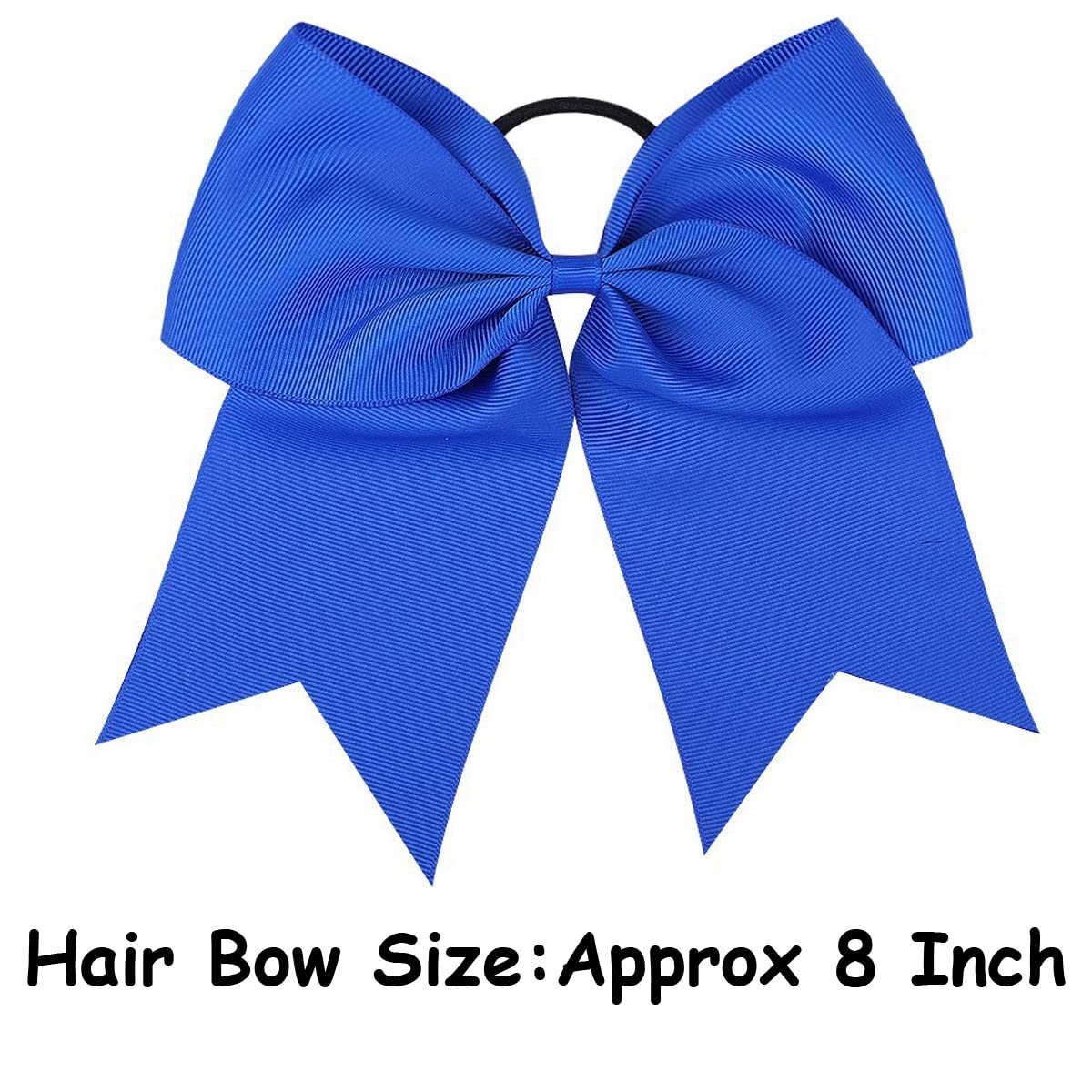 WillingTee 20-Pack 8-Inch Large Cheer Bows for Girls – Grosgrain Ribbon Ponytail Holders, Elastic Hair Ties for Cheerleaders, School, and Daily Wear Avelisse