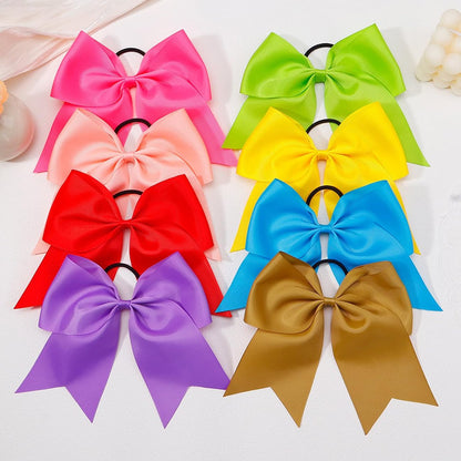 WillingTee 20-Pack 8-Inch Large Cheer Bows for Girls – Grosgrain Ribbon Ponytail Holders, Elastic Hair Ties for Cheerleaders, School, and Daily Wear Avelisse