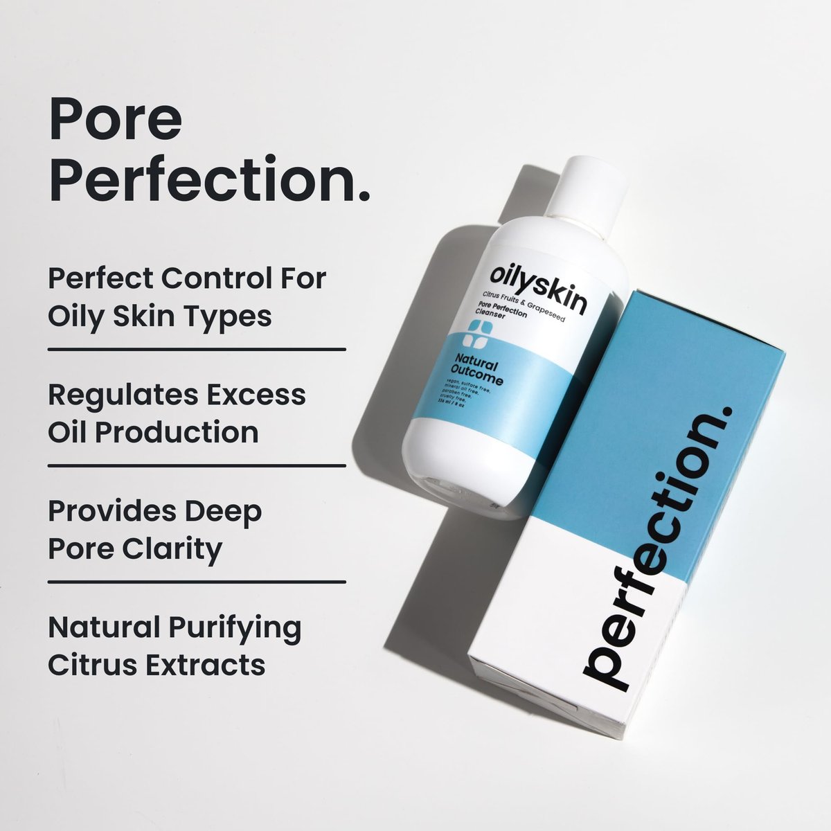 Natural Outcome Oily Skin Cleanser | Oil Control Daily Face Wash | Pore Hydrating Non-Greasy Cleansing Gel with Purifying Citrus Extracts | Sulfate & Cruelty Free | 8 oz - görsel 4