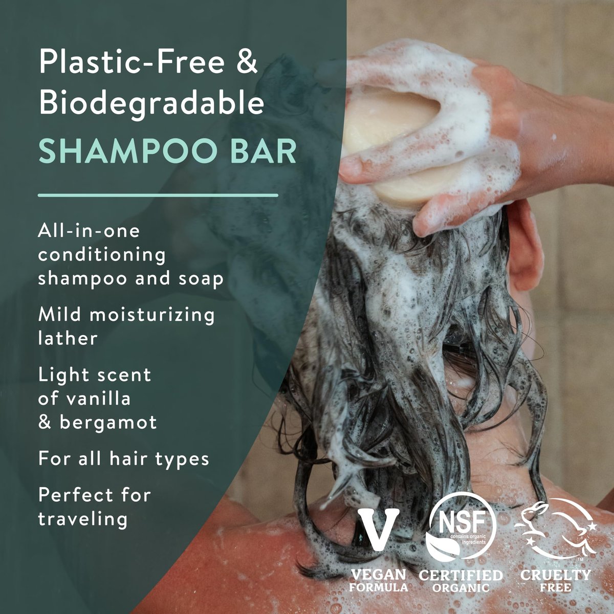 Badger Jojoba & Baobab Conditioning Shampoo Bar - Natural Vegan Hair Bar, 3 oz Avelisse