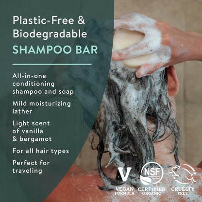 Badger Jojoba & Baobab Conditioning Shampoo Bar - Natural Vegan Hair Bar, 3 oz Avelisse