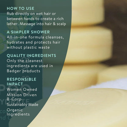 Badger Jojoba & Baobab Conditioning Shampoo Bar - Natural Vegan Hair Bar, 3 oz Avelisse