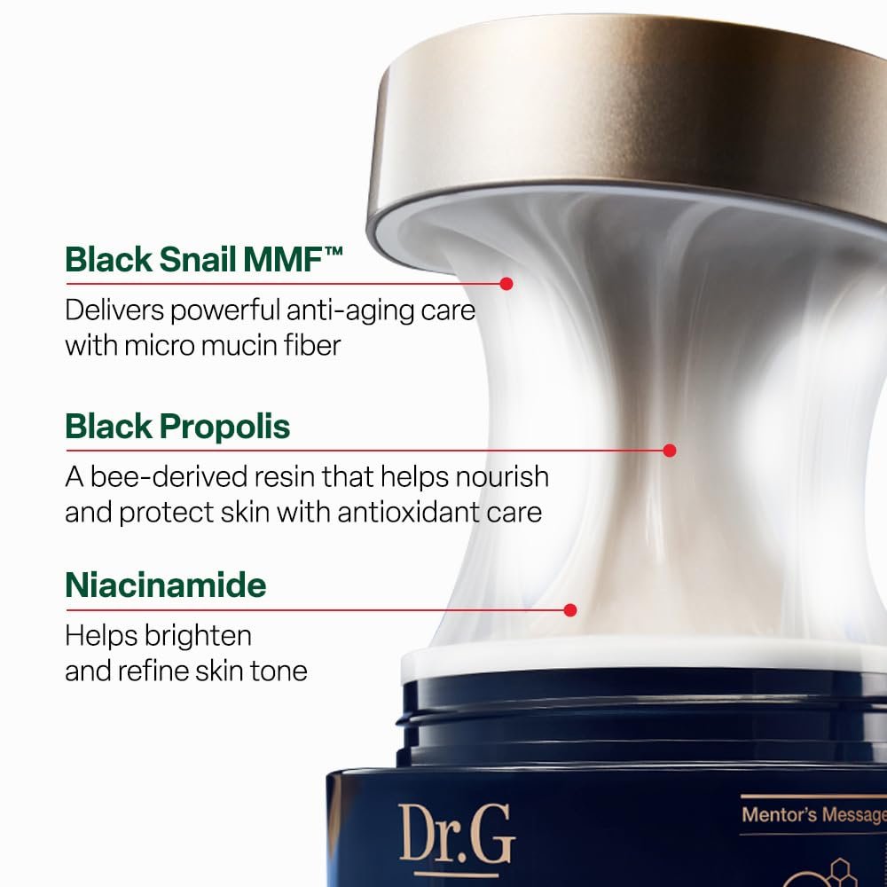 Dr. G Black Snail Cream - Korean Anti-Aging Face Moisturizer with Snail Mucin for Fine Lines, Firming & Elasticity, 1.69 fl oz - görsel 7