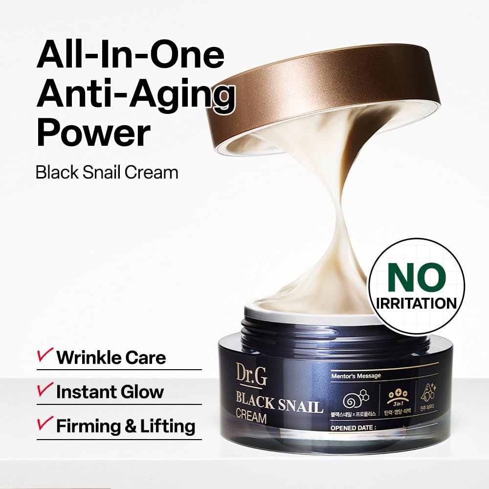 Dr. G Black Snail Cream - Korean Anti-Aging Face Moisturizer with Snail Mucin for Fine Lines, Firming & Elasticity, 1.69 fl oz - görsel 3