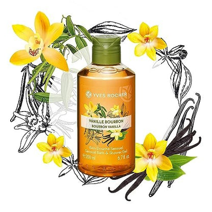 Yves Rocher Les Plaisirs Nature Sensual Bath & Shower Gel Bourbon Vanilla - 200 ml / 6.7 fl oz