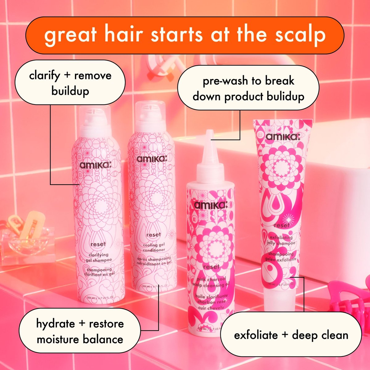 Amika Reset Pink Charcoal Scalp Cleansing Oil - 6.7 oz Avelisse