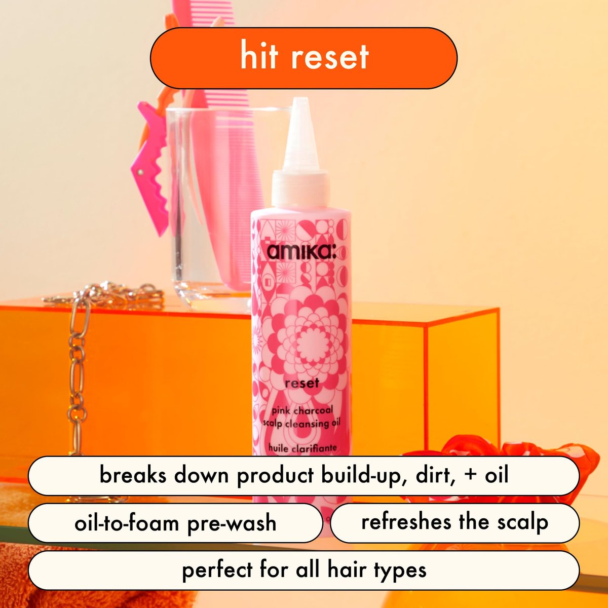 Amika Reset Pink Charcoal Scalp Cleansing Oil - 6.7 oz Avelisse