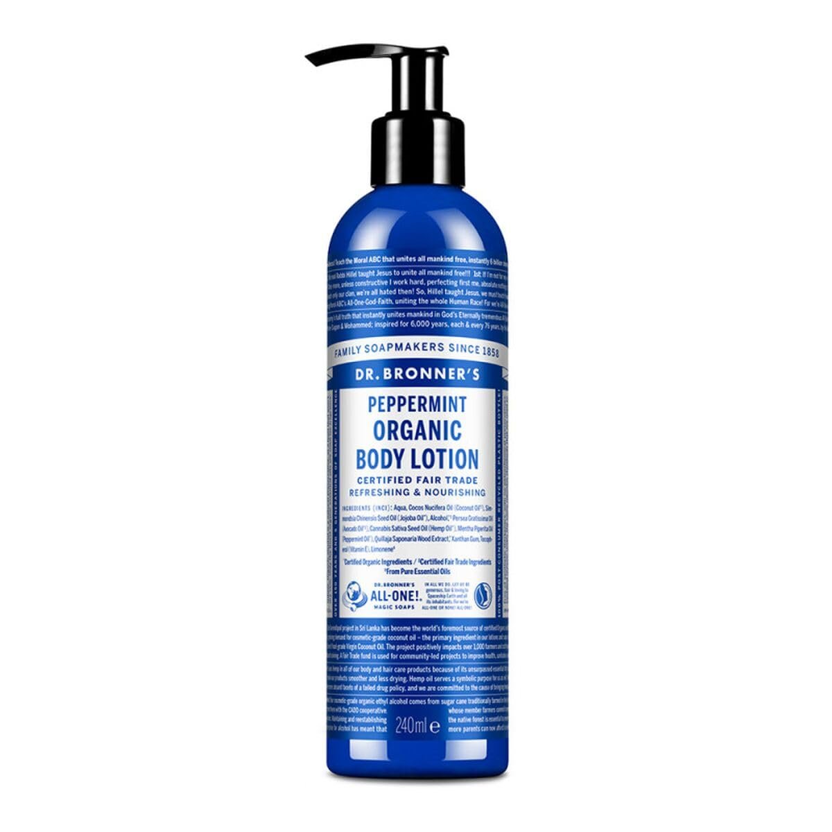 Dr. Bronner's Organic Peppermint Hand and Body Lotion - 236ml (8 fl oz) - Fair Trade & Vegan Avelisse