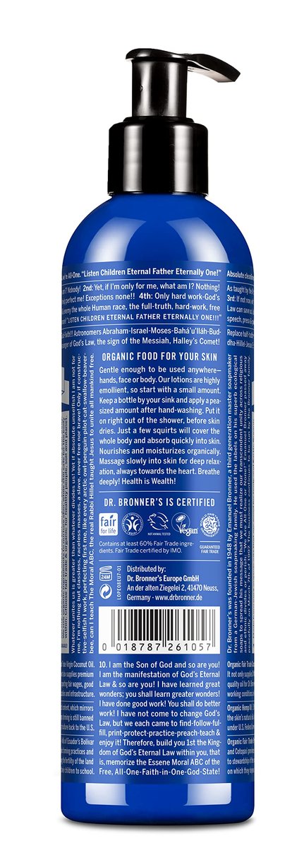 Dr. Bronner's Organic Peppermint Hand and Body Lotion - 236ml (8 fl oz) - Fair Trade & Vegan Avelisse