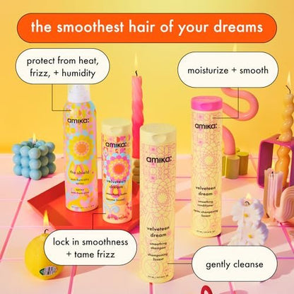 Amika Velveteen Dream Smoothing Balm - Frizz Control Styling Cream with Heat Protection & UV Filters, 6.7 oz Avelisse