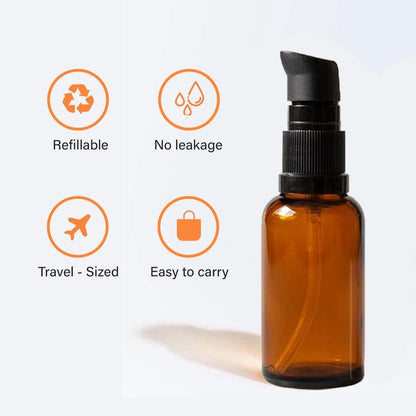 TUPWEL 2-Pack Amber Glass Refillable Pump Lotion Bottles - 100ml/3.4oz for Makeup Foundation, Skin Care Cream, Essential Oils
